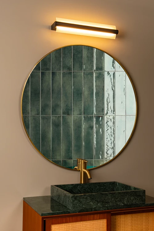 Lucide WANDA - Wandlamp Badkamer - LED - 1x15W 3000K - IP44 - Zwart - sfeer 1